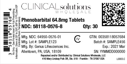 Phenobarbital 64.8mg tablet 30ct blister card