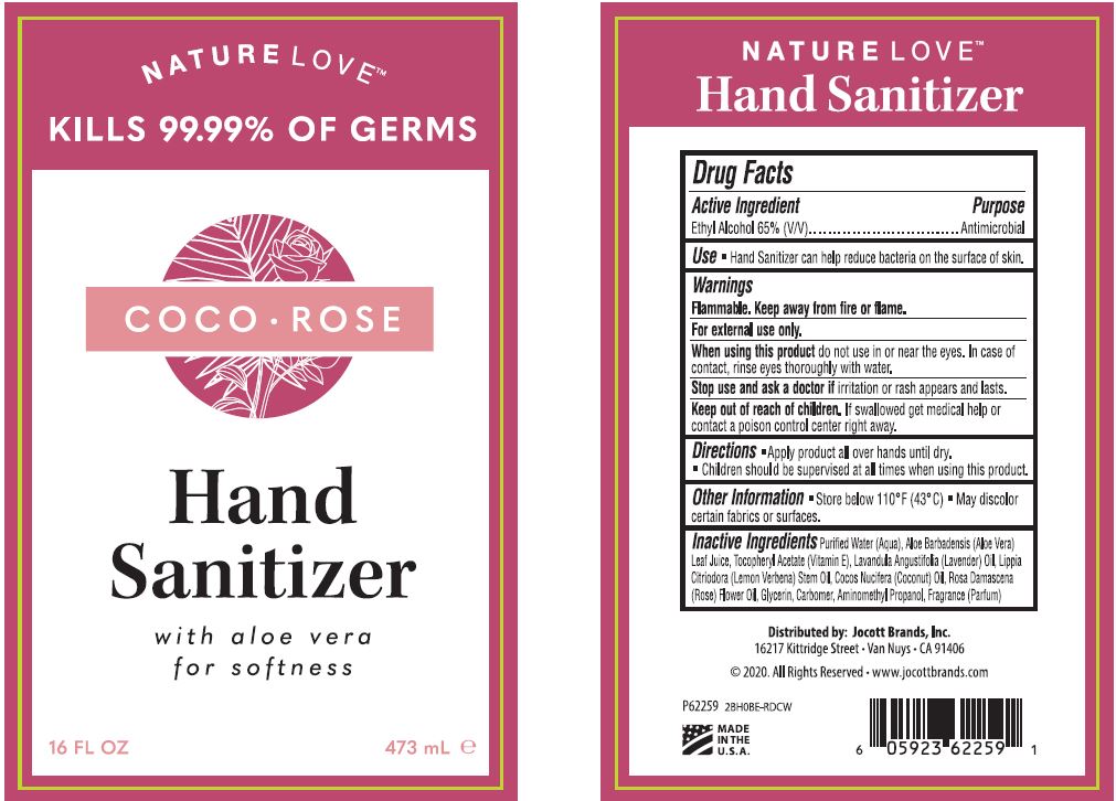 01b LBL_Nature Love_Hand Sani Gel_65pct EtOH_Coco Rose_16oz