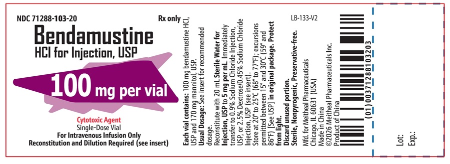PRINCIPAL DISPLAY PANEL – Bendamustine HCl for Injection, USP 100 mg Vial Label