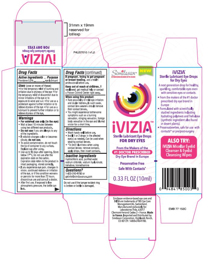 iVizia
Sterile Lubricant Eye Drops
For Dry Eyes
0.33 FL OZ (10ml)
