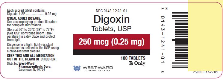 NDC: <a href=/NDC/0143-1241-01>0143-1241-01</a> Digoxin Tablets, USP 250 mcg (0.25 mg) 100 Tablets Rx Only