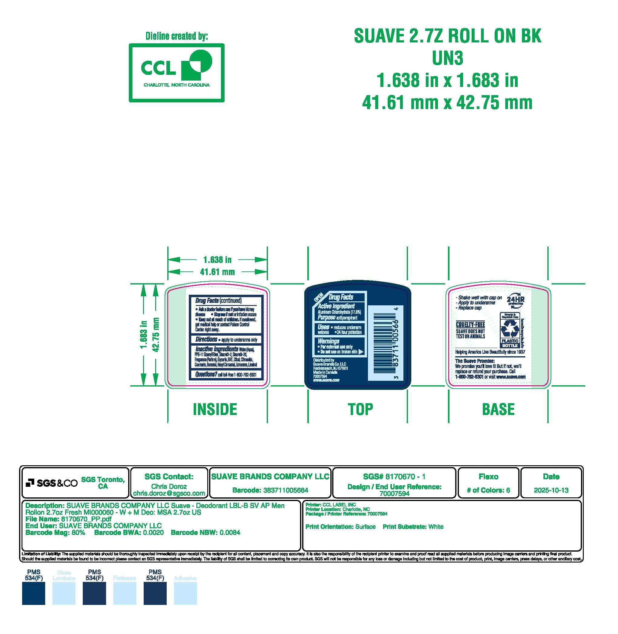 Men Roll On Antiperspirant Deodorant