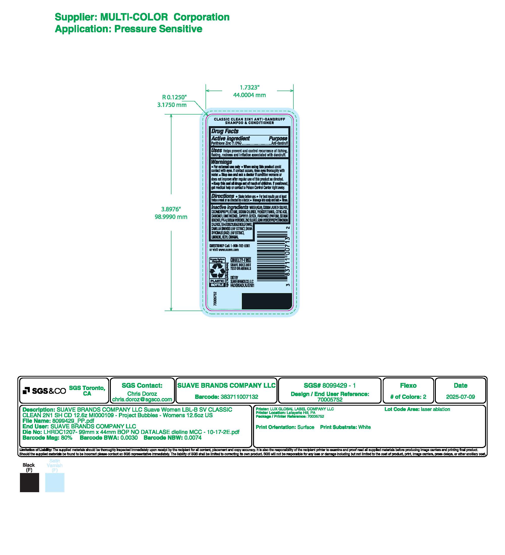Drug Label Anti Dandruff Classic Clean 2in1