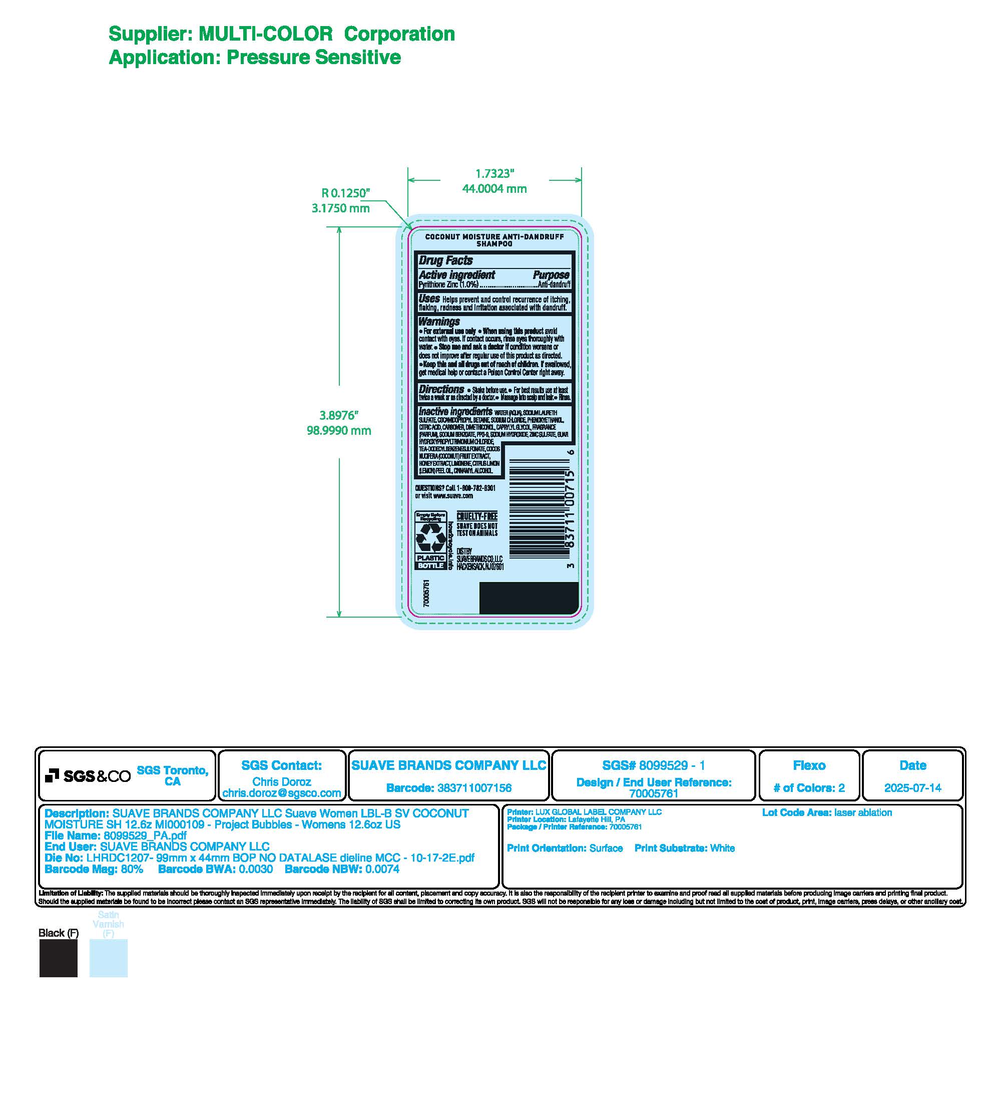 Drug Fact Box Coconut Moisture Anti Dandruff Shampoo