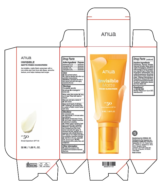 ANUA INVISIBLE MATTE FINISH SUNSCREEN