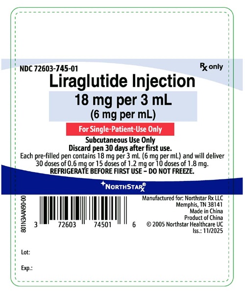 PRINCIPAL DISPLAY PANEL – Liraglutide Injection 18 mg per 3 mL Syringe Label