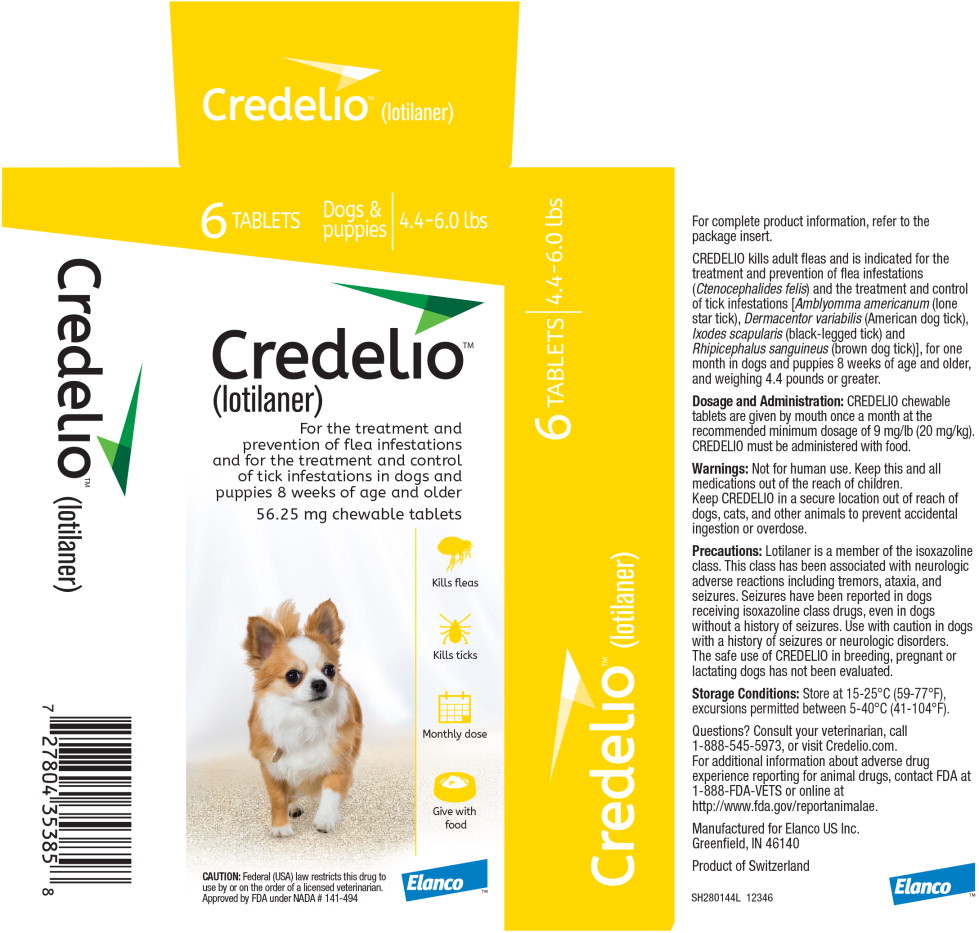 Principal Display Panel - Credelio 56.25 mg 6 Tab Carton Label
