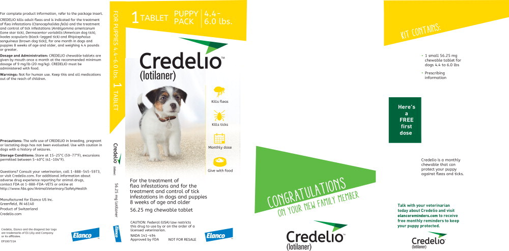 Principal Display Panel - Credelio Puppy Pack 56.25 mg 1 Tab Carton Label
