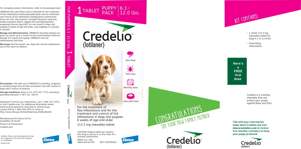 Principal Display Panel - Credelio Puppy Pack 112.5 mg 1 Tab Carton Label
