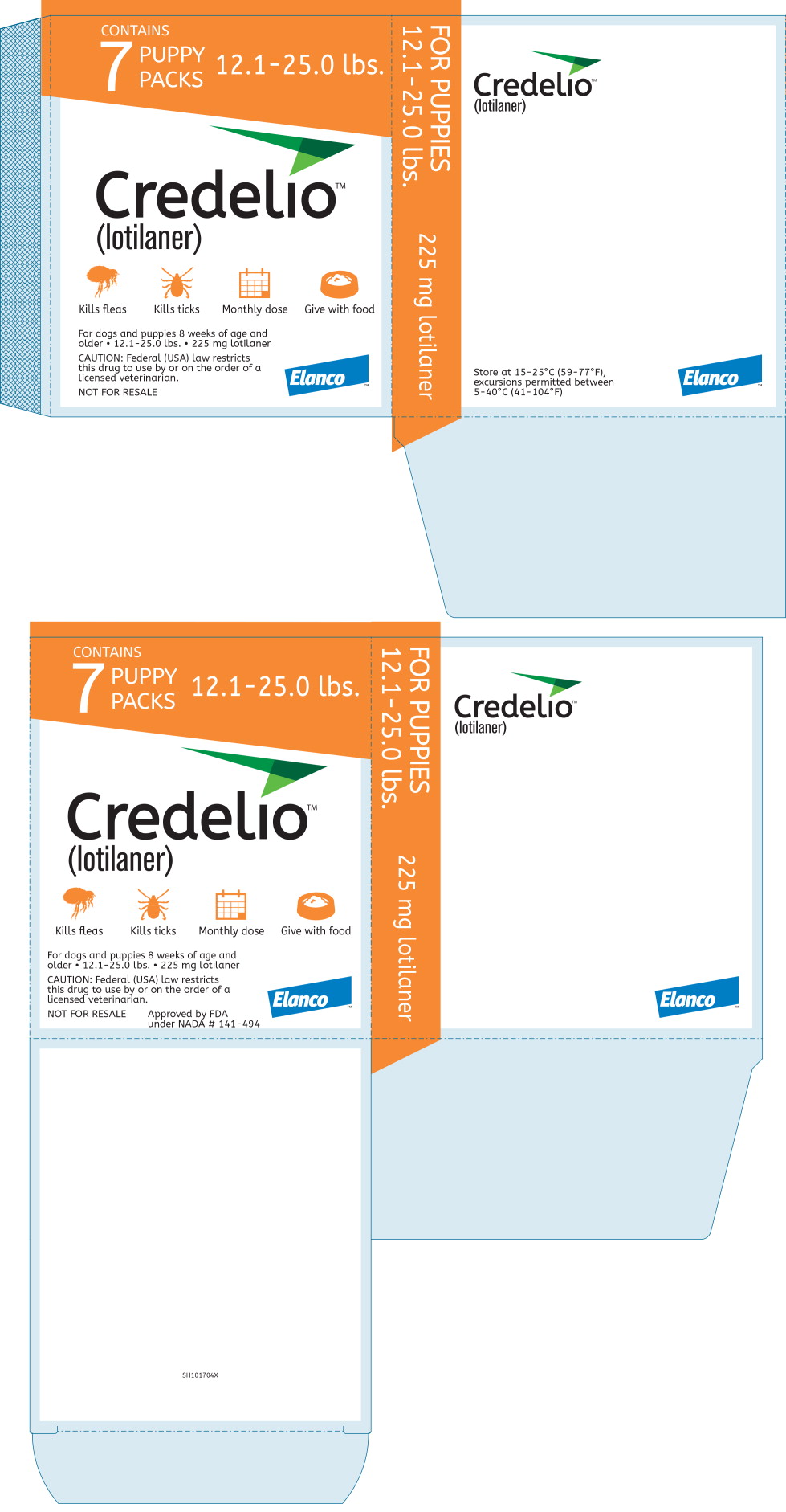 Principal Display Panel – Puppy Pack Credelio 225 mg 7 Pack Label
