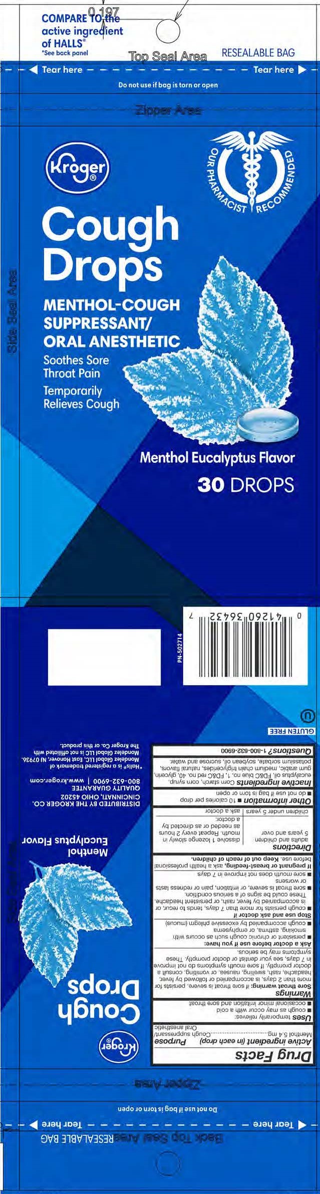 Kroger Menthol 30ct cough drops