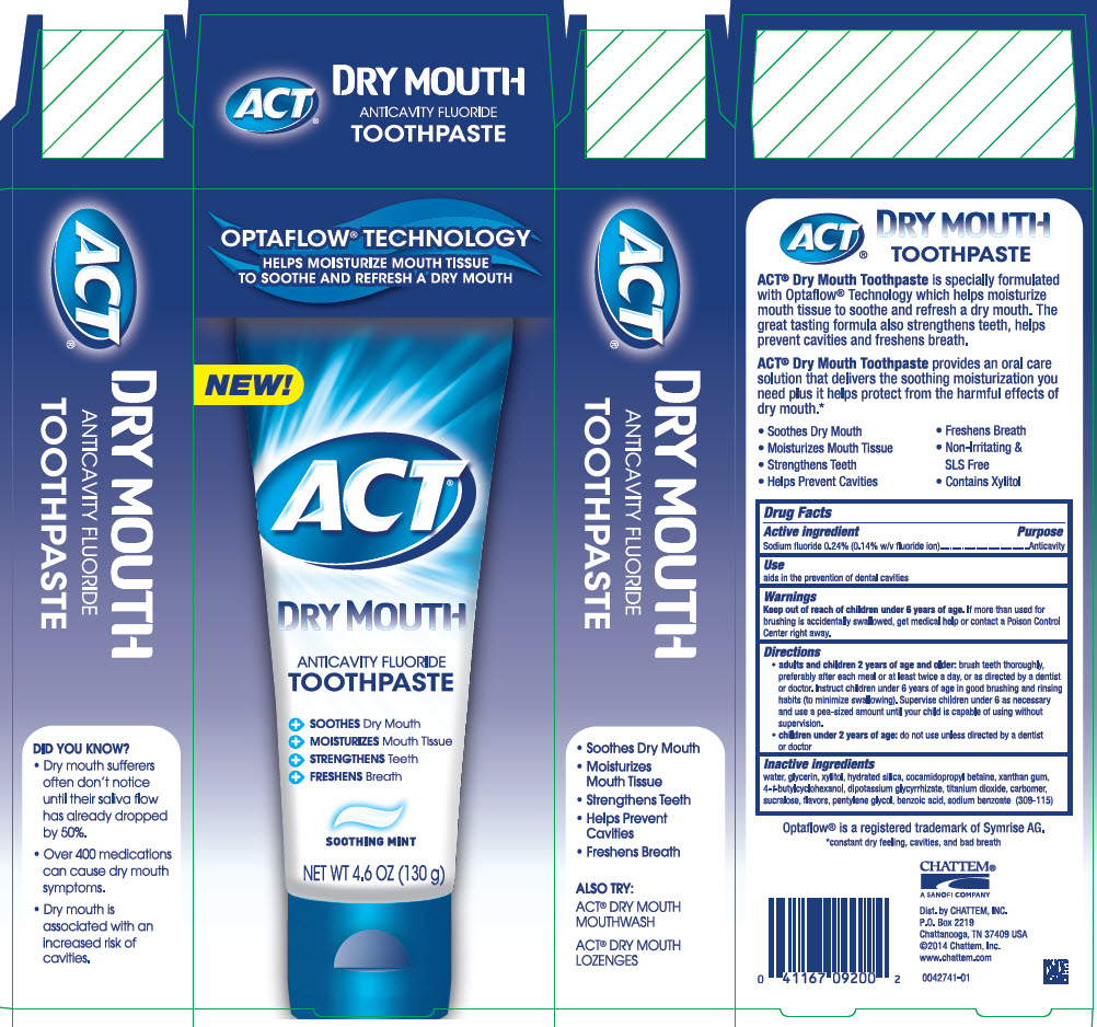 ACT Dry Mouth Anticavity Fluoride Toothpaste NET WT4.6 OZ (130 g)