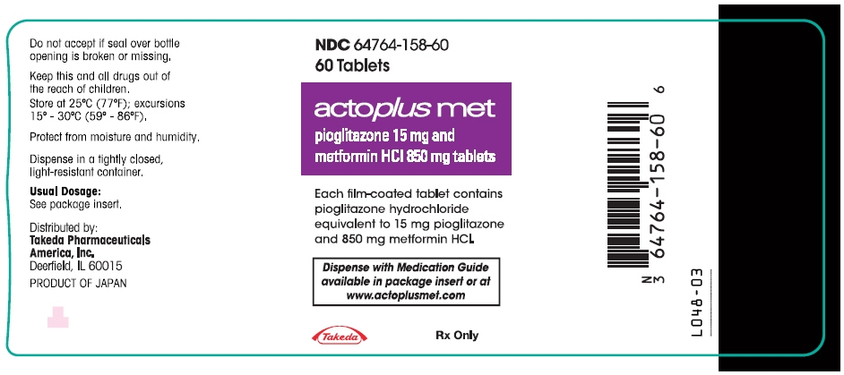 PRINCIPAL DISPLAY PANEL - 15 mg/850 mg Tablet Bottle Label