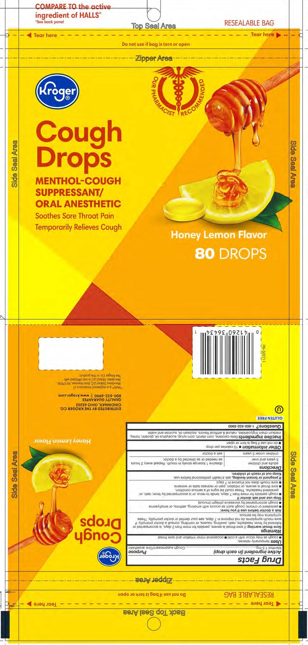 Kroger Honey Lemon 80ct Cough Drops