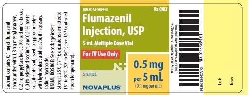 NDC: <a href=/NDC/0143-9684-01>0143-9684-01</a> Flumazenil Injection, USP Rx ONLY 5 mL Multiple Dose Vial For IV Use Only 0.5 mg per 5 mL (0.1 mg per mL) STERILE NOVAPLUS®
