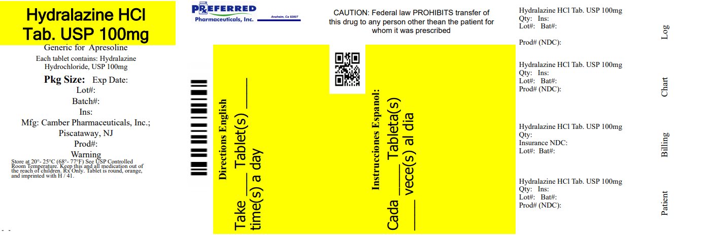 Hydralazine HCl Tab USP 100mg