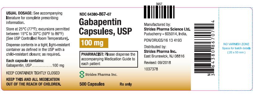 Gabapentin Capsules 100mg - 100S - HDPE Bottle Label