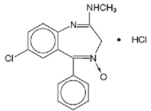 Chlordiazepoxide hydrochloride structural formula