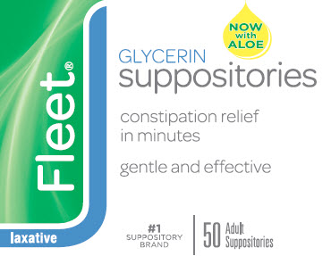 Fleet Glycerin Suppositories Adult 50 Ct with Aloe Constipation