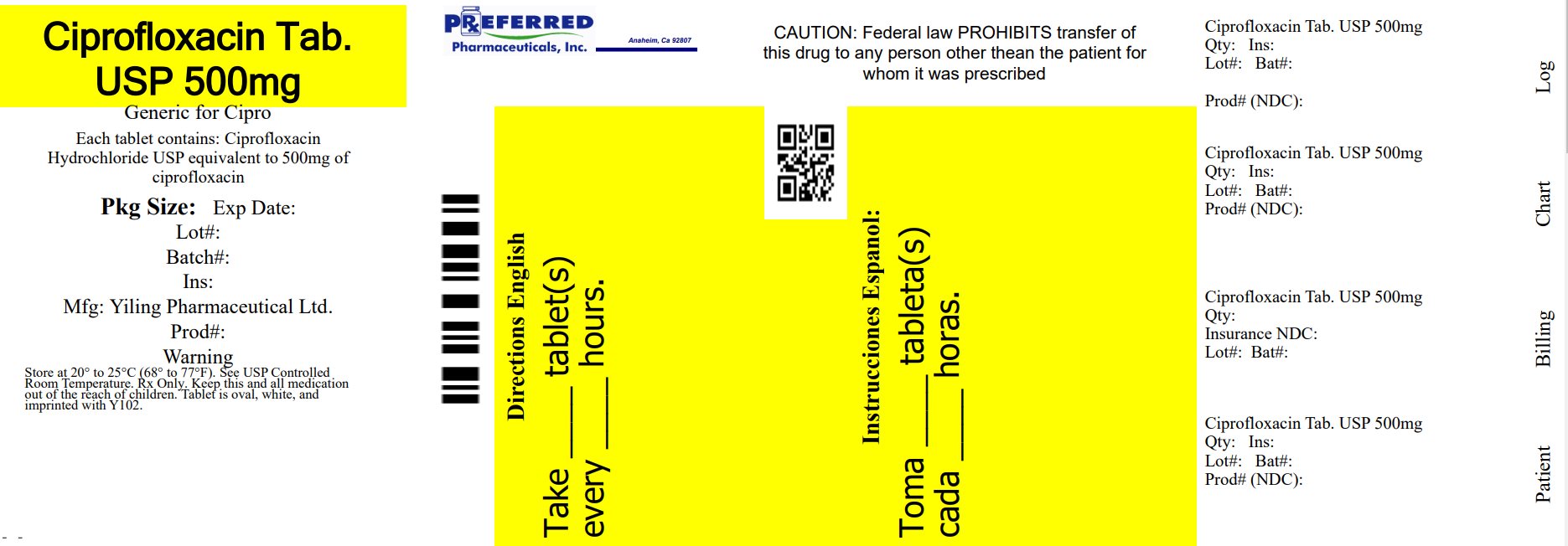 Ciprofloxacin Tab USP 500mg