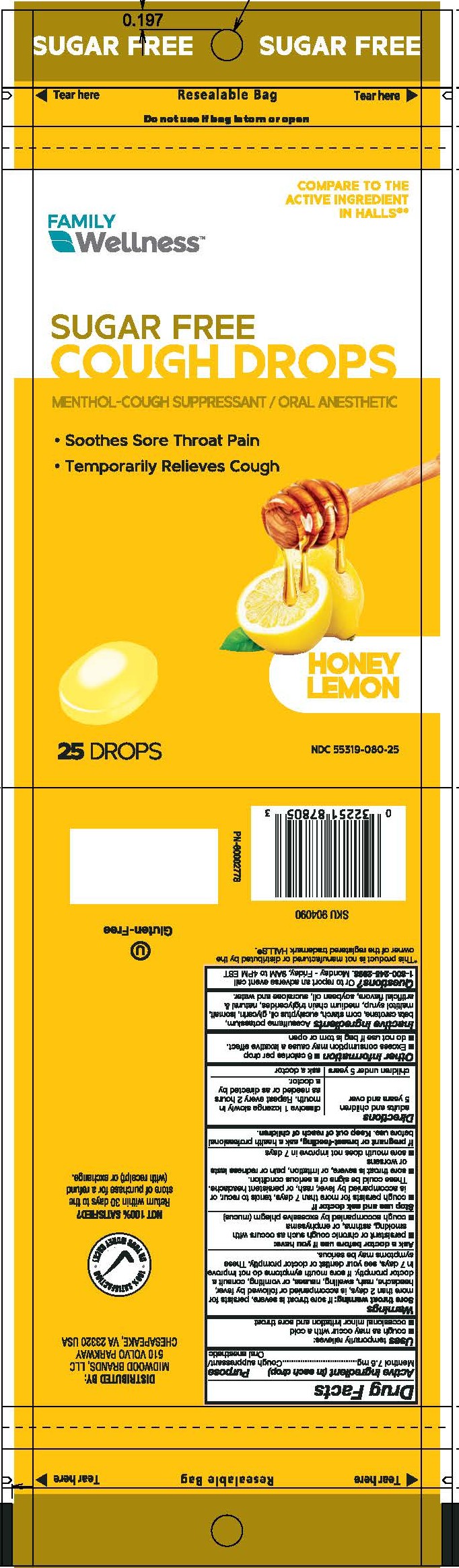 Family Wellness SF honey Lemon 25ct Cough Drops
