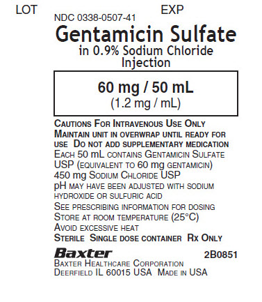 Gentamicin Representative Container Label NDC: <a href=/NDC/0338-0507-41>0338-0507-41</a>