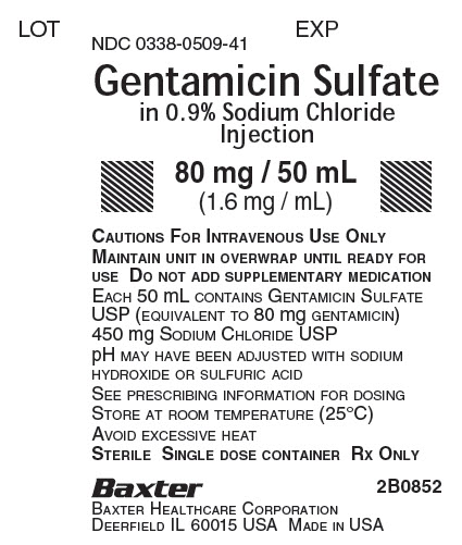 Gentamicin Representative Container Label NDC: <a href=/NDC/0338-0509-41>0338-0509-41</a>