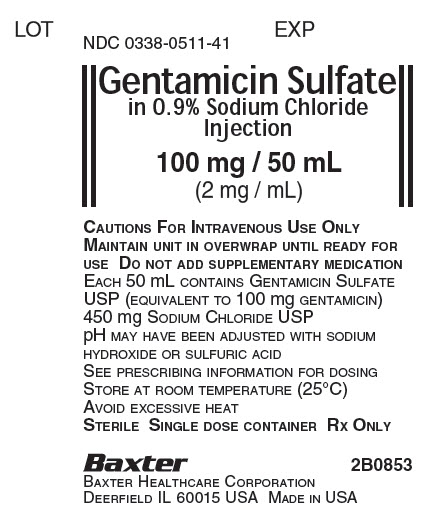Gentamicin Representative Container Label NDC: <a href=/NDC/0338-0511-41>0338-0511-41</a>