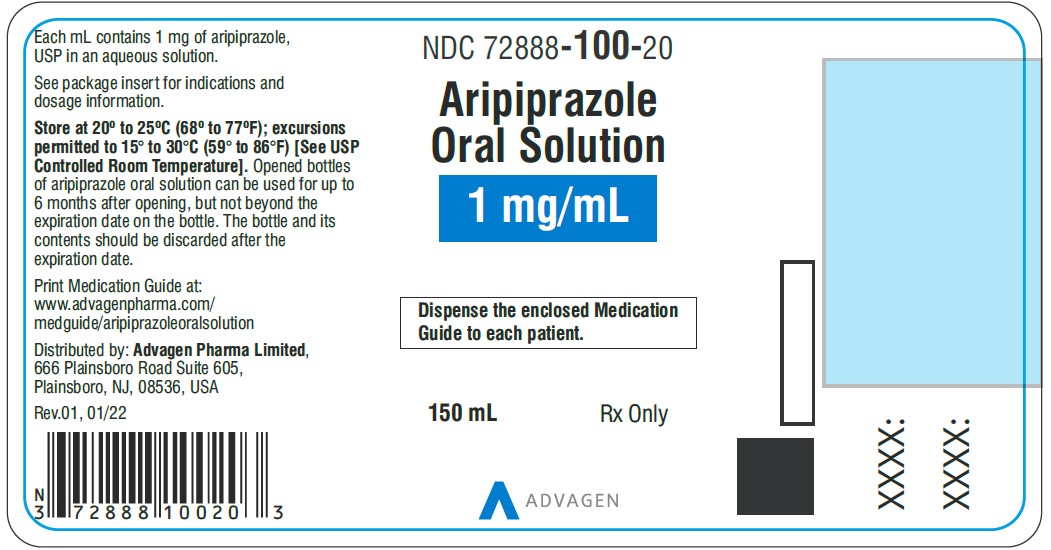 Aripiprazole Oral Solution (1 mg/mL) - NDC: <a href=/NDC/72888-100-20>72888-100-20</a> - 150 mL label 