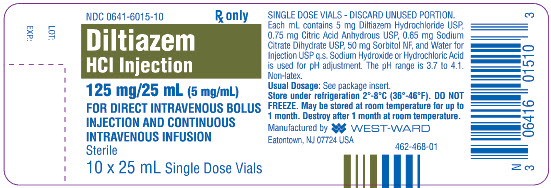 Diltiazem HCl Injection 125 mg/25 mL (5 mg/mL) 10 x 25 mL Single Dose Vials