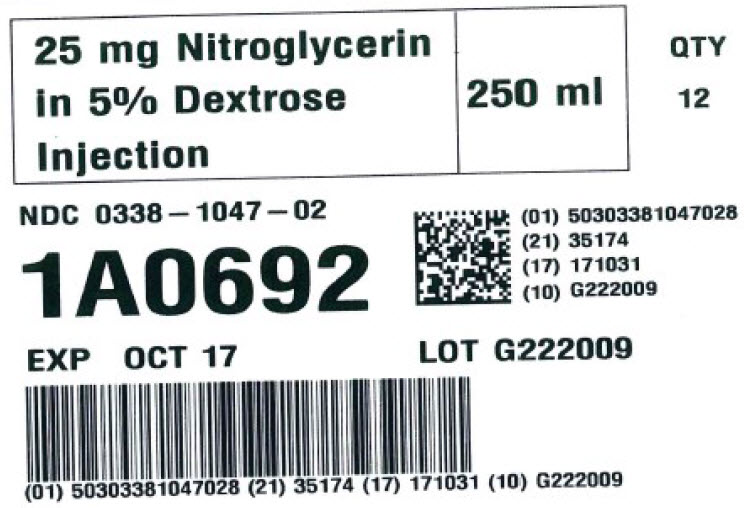 Representative Nitroglycerin in Dextrose Serialization Label 0338-1047-02