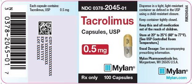 Tacrolimus Capsules, USP 0.5 mg Bottle Label