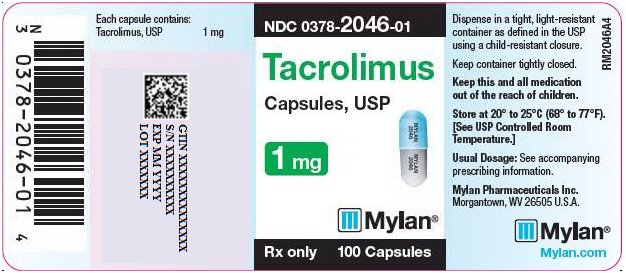 Tacrolimus Capsules, USP 1 mg Bottle Label