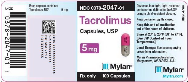 Tacrolimus Capsules, USP 5 mg Bottle Label