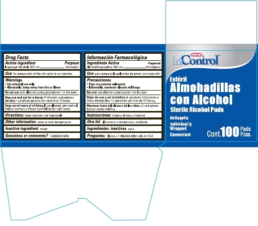 HEB inControl Alcohol Pads, side panels