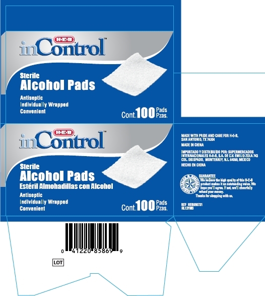HEB inControl Alcohol Pads, front, top, side panels