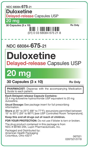 20 mg Duloxetine DR Capsules Carton