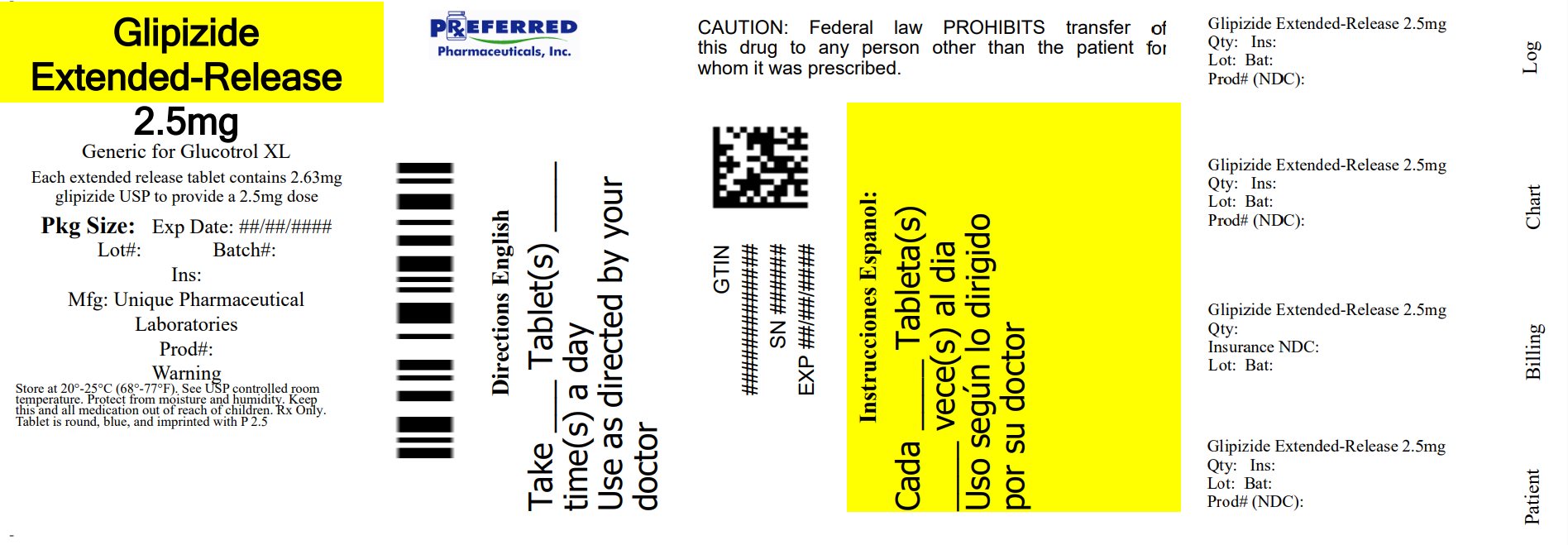 Glipizide Extended-Release 2.5mg 
