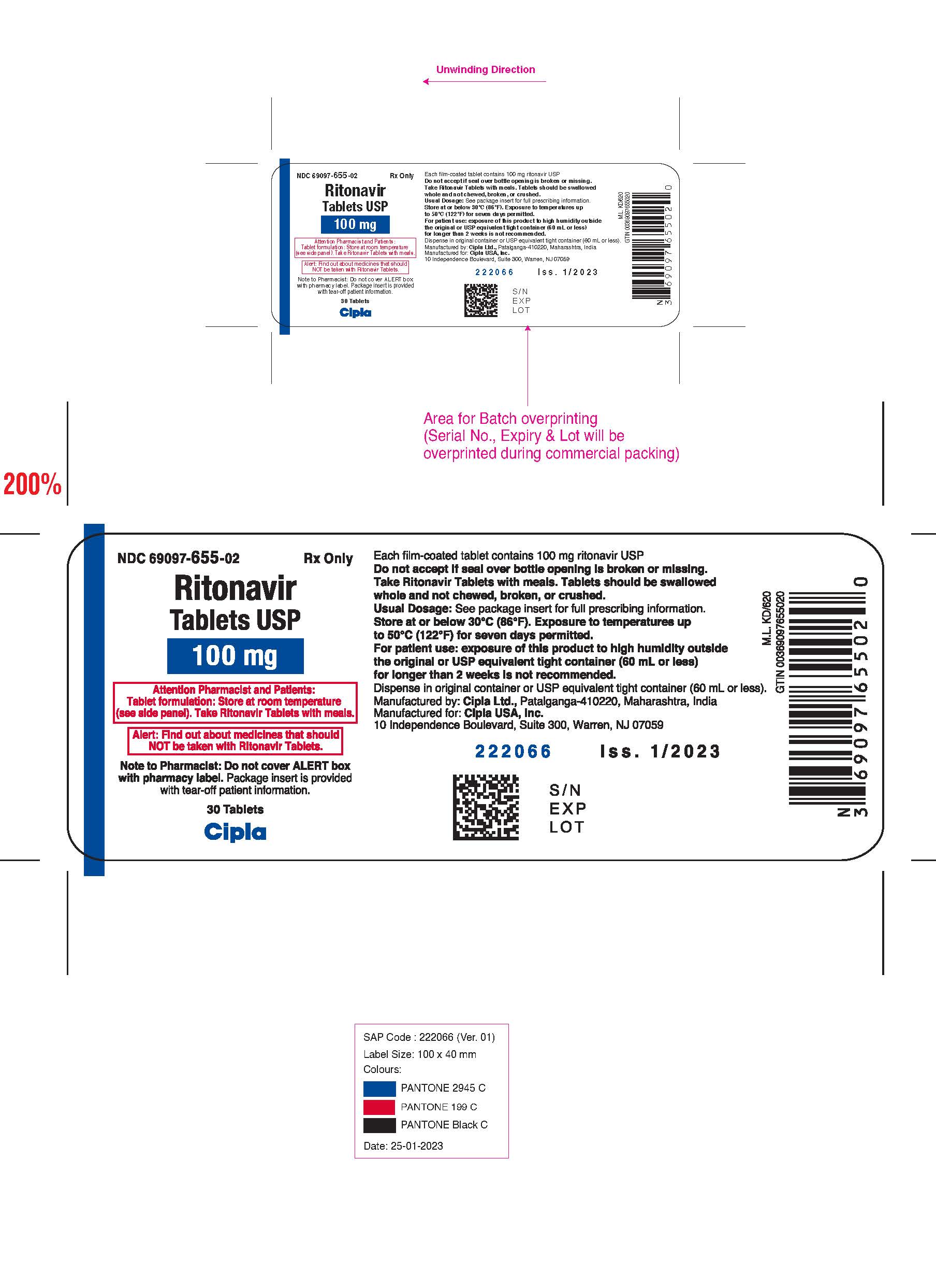 Ritonavir Tablet 100 mg - 30's