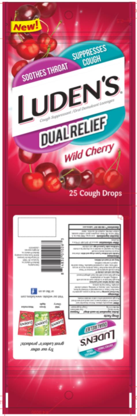 Luden’s®
Cough Suppressant/Oral Demulcent

DUAL RELIEF 

Wild Cherry

25 Cough Drops

