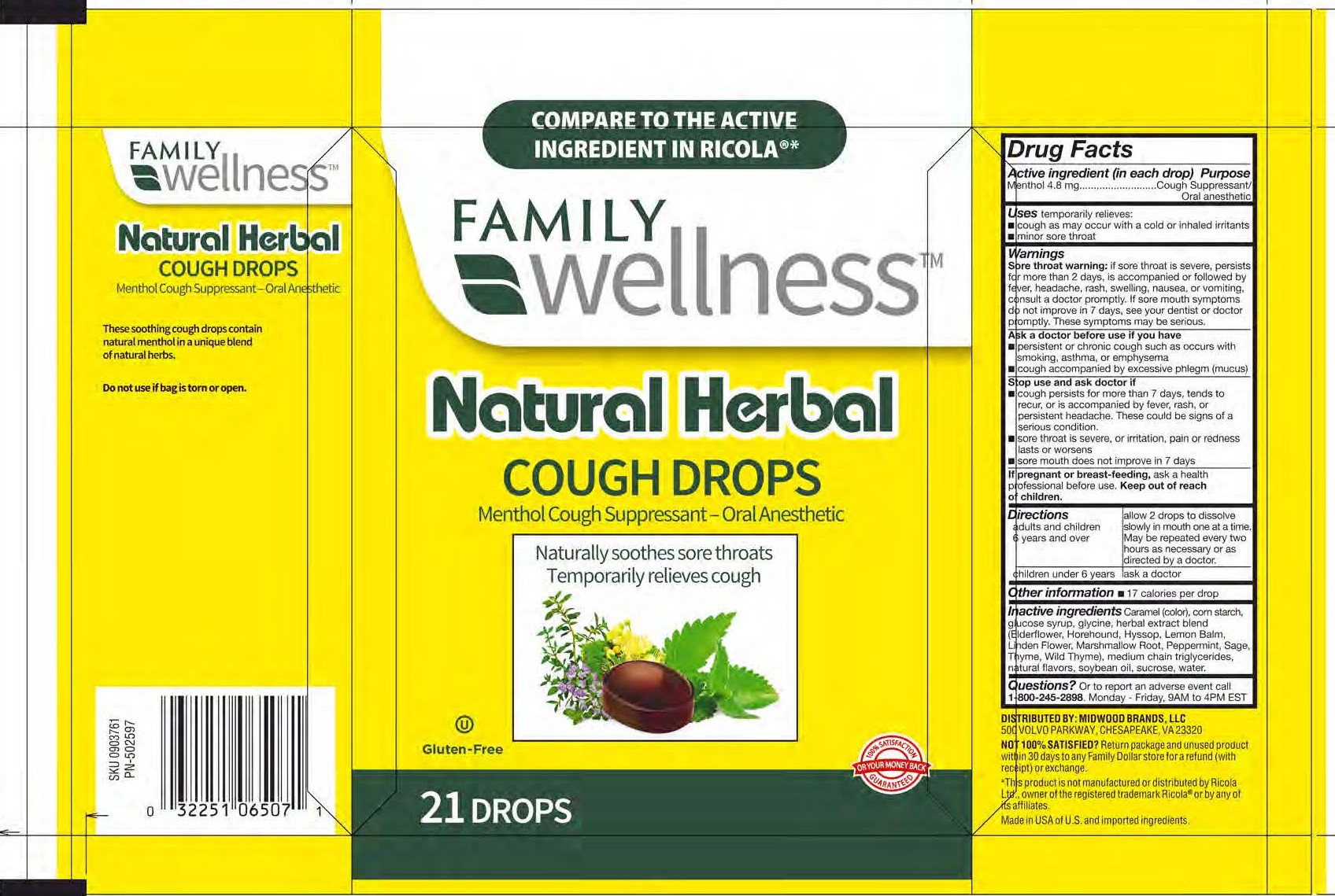 Family Wellness Herbal 21ct Cough Drops