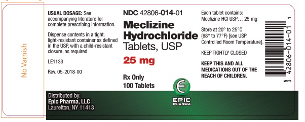 Meclizine 25 mg 100ct