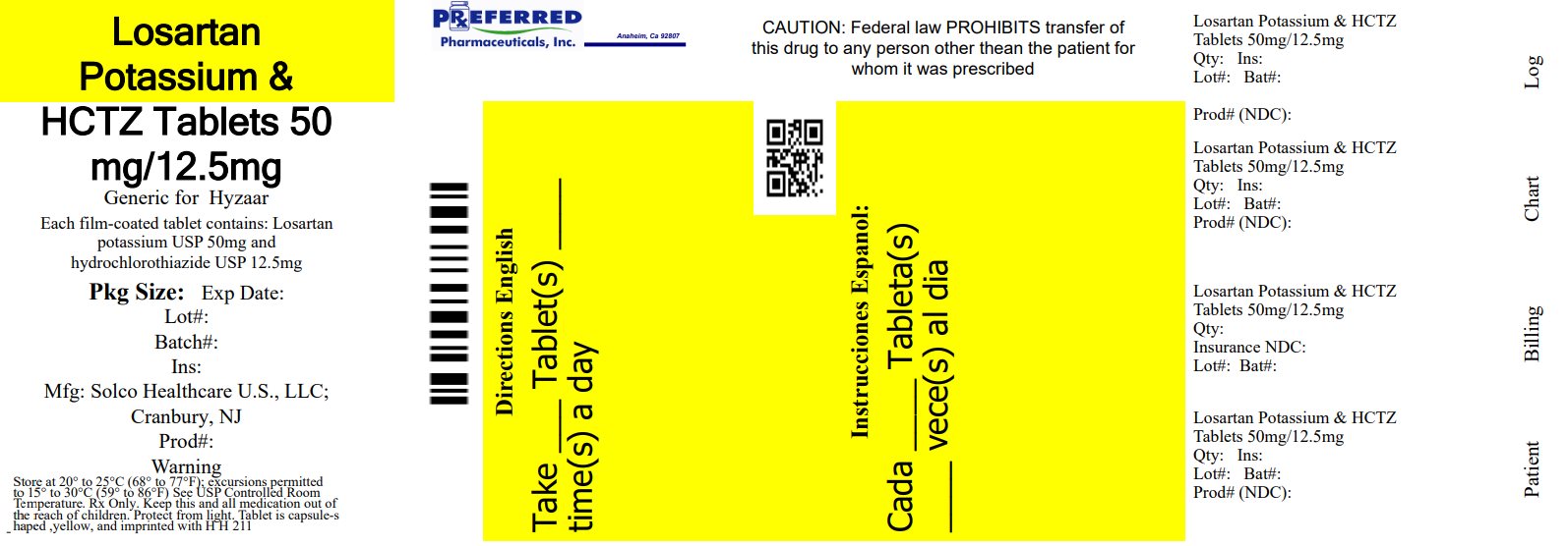 Losartan Potassium and HCTZ Tablets 50mg/12.5mg 