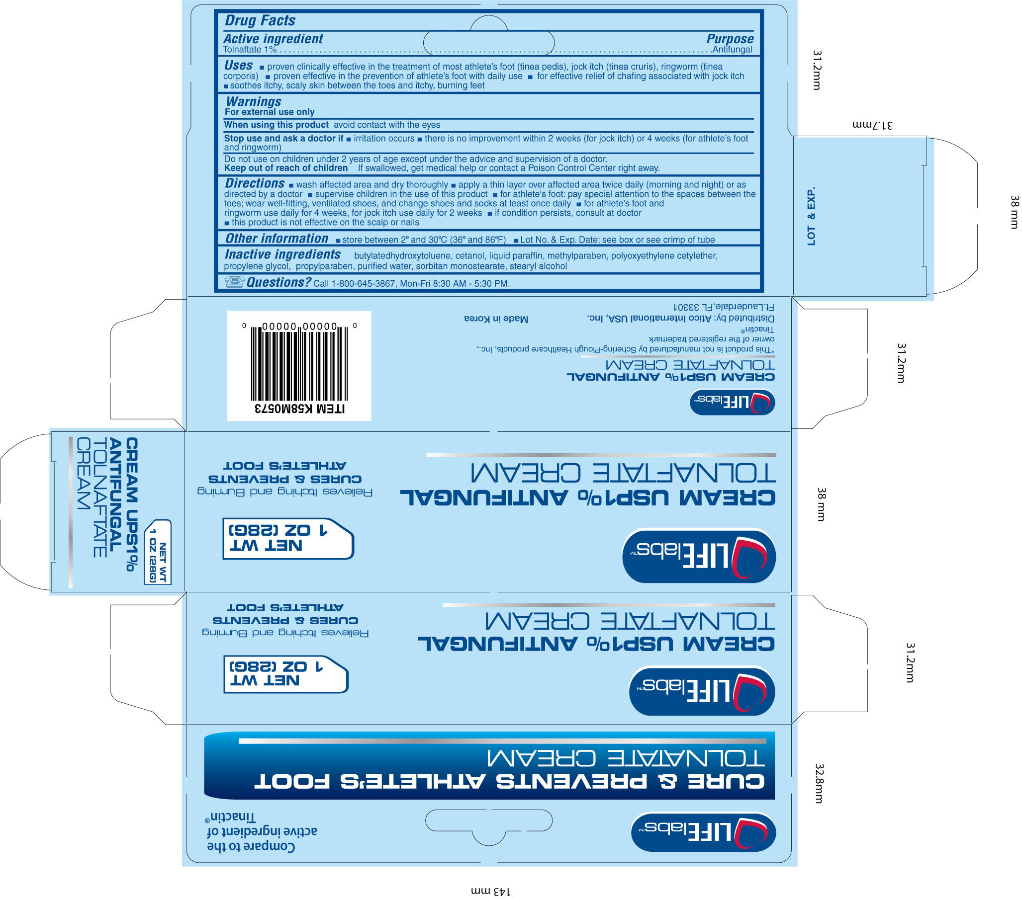 Image of Tolnaftate Cream Carton Label