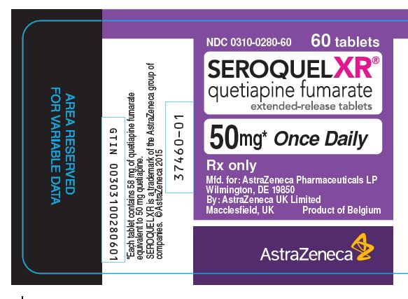 Seroquel XR 50 mg bottle label