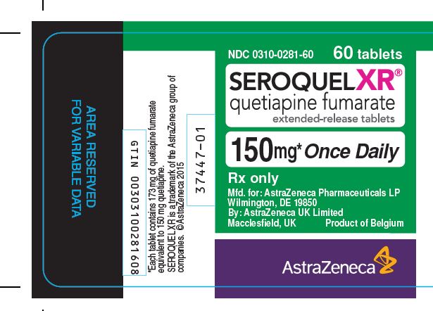 Seroquel XR 150 mg bottle label