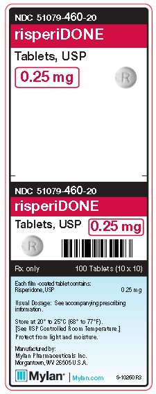 Risperidone 0.25 mg Tablets Unit Carton Label