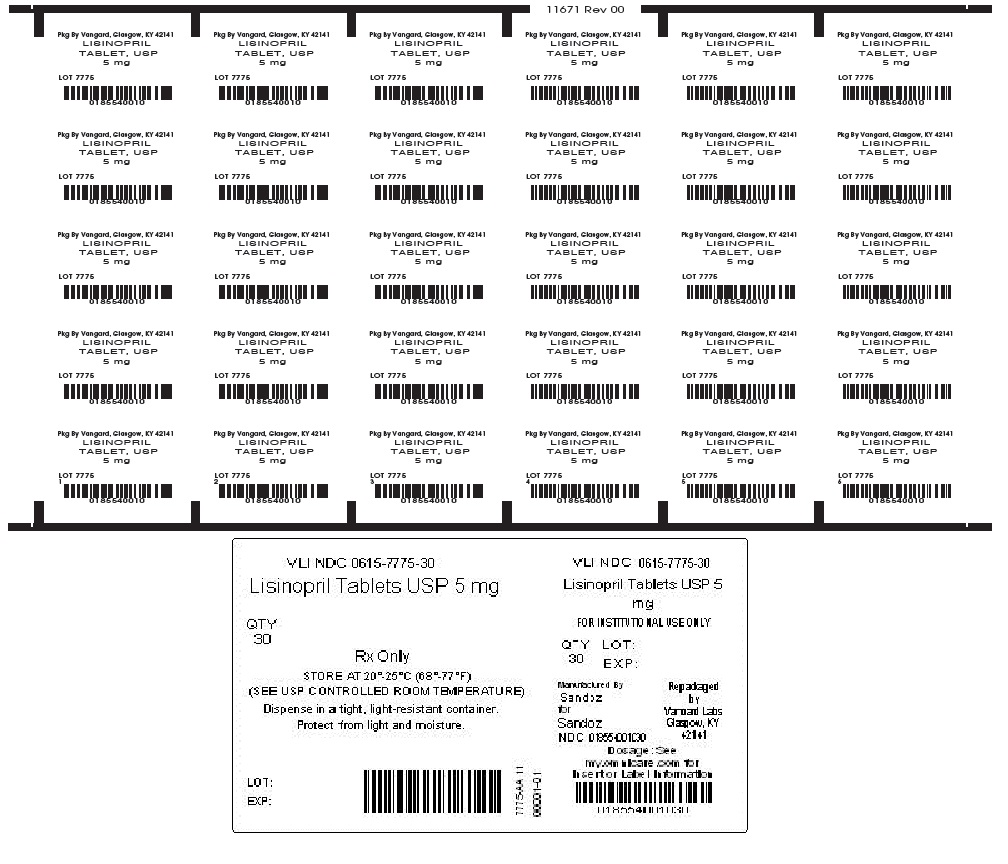 Lisinopril Tablet, USP 5 mg Unit-Dose Label