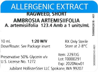 Standardized Short Ragweed 10 mL, 1:20 w/v Vial Label