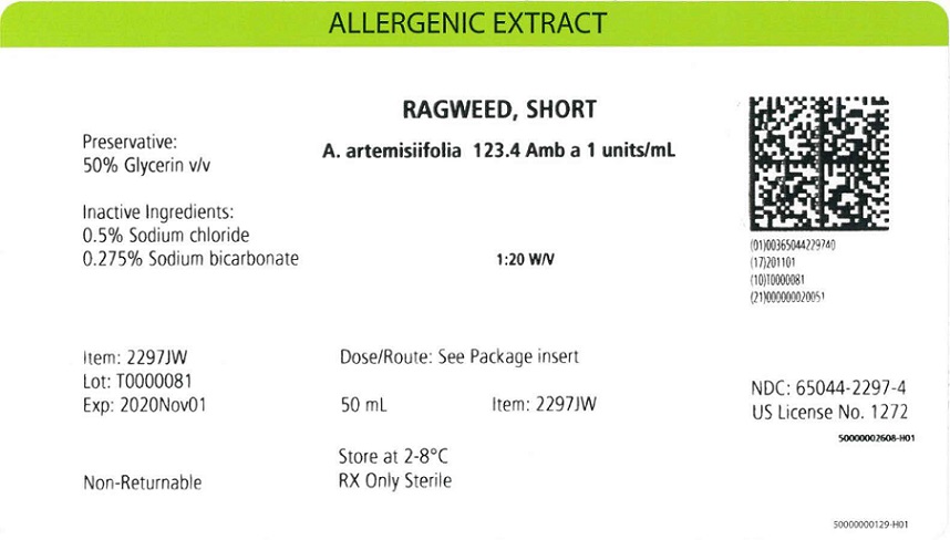 Standardized Short Ragweed 50 mL, 1:20 w/v Carton Label